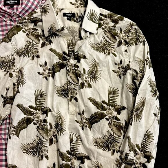 Express Shirt Mens Small Pink,Floral, Checkered Ex.Slim Fit Button Up LS Lot (3) - Picture 3 of 8